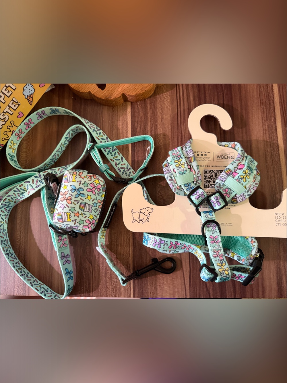Pup Pup Hooray Sassy Woof Dog Harness & Leash Set with collar and poop bag